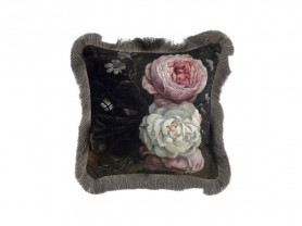 Velvet cushion with roses