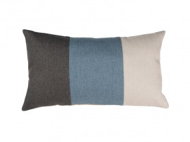 Black, blue and ecru rectangular trio cushion