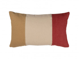 Brown, beige and red trio cushion