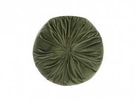 Round green velvet cushion