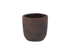 Rust-colored iron flower pot