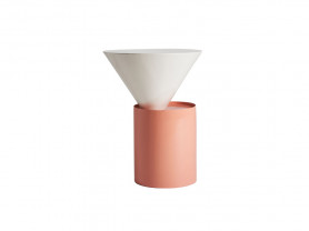 Pink cylinder and inverted cone side table