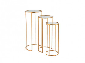 Set of 3 golden Cloe tables/heights