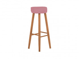 Brown wooden stool with pink cover