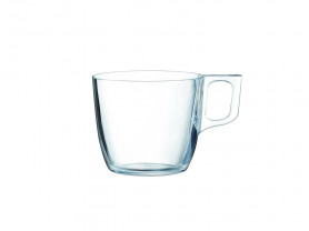 Glass coffee cup with milk