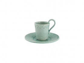 Rua nova turquoise coffee cup with saucer