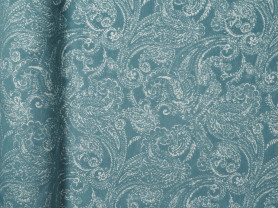 Beige and blue reversible Damask tablecloth