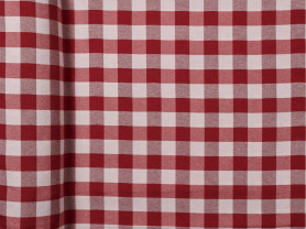Red and white checkered tablecloth