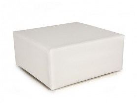 Big white leatherette pouf