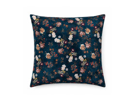 Funda cojín petróleo Asia flores 50 x 50 cm