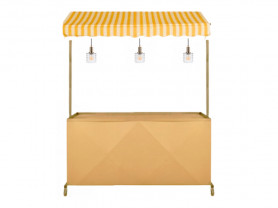 Beige cart with striped awning