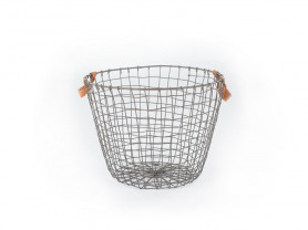 Grid basket handles leather 35 cm