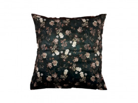 Navy blue cushion cover with mustard flowers 50 x 50 cm