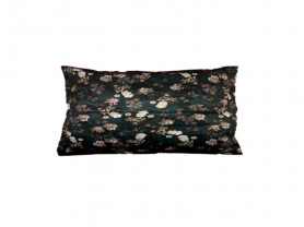Navy blue cushion cover with mustard flowers