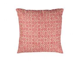 Square cushion with pink geometric shapes