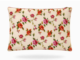 Orange floral cushion