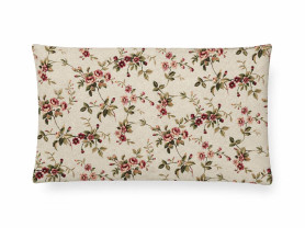 Red and green floral cushion