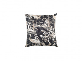 Black cushion cover with white heron 30 x 30 cm