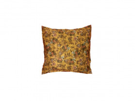 Mustard cushion cover blue flowers 30 x 30 cm