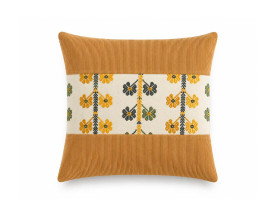 Cushion mustard corduroy yellow daisies