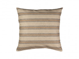 Beige, gray and orange striped square cushion