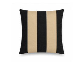 Black and beige striped cushion