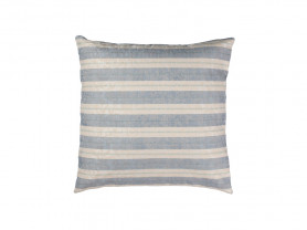 Light blue and ecru striped cushion