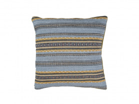 Light blue and mustard striped cushion