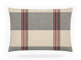 Striped checked cushion green red
