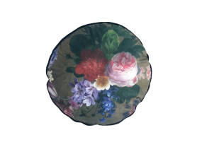 Cojín redondo verde de flores