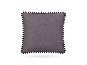 Cojín trama morado bolitas negras