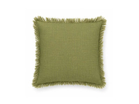 Rustic green fringe cushion