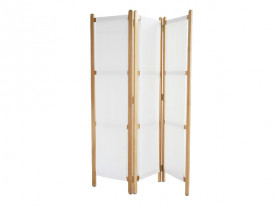 Biombo 150 cm estructura madera tela blanca