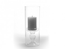 Candlestick in transparent glass cylinder