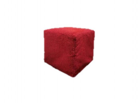 Red textured cover for square pouf