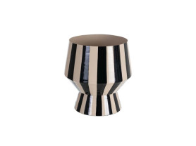 Black white striped metal vase 21x21.5 cm