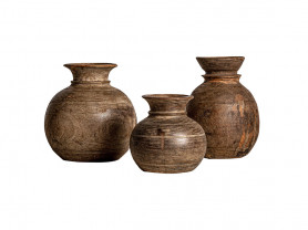 Set of 3 wooden vases
