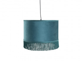 Velvet cylindrical turquoise lamp