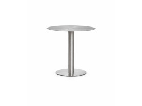 Minimalist round stainless steel cocktail table