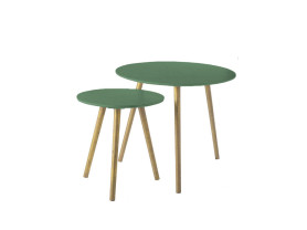 Set de mesas auxiliares verde y oro
