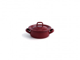 Mini maroon saucepan with handles 10 cm