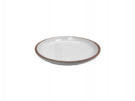 Double white brown plate 16 cm
