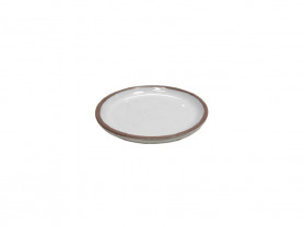 Double white brown plate 13 cm
