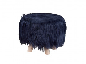 Blue Hairy pouf