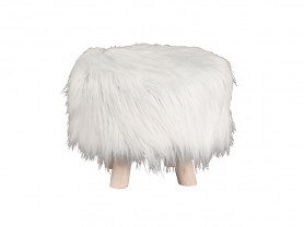 White Hairy Pouf