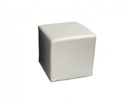 Silver faux leather square pouf