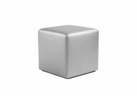 Silver faux leather square pouf