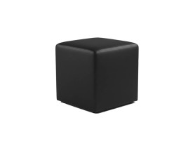 Black faux leather square pouf