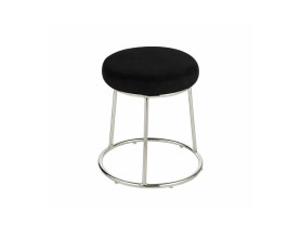 Black velvet pouf with silver base