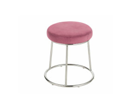 Pink velvet pouf with silver base